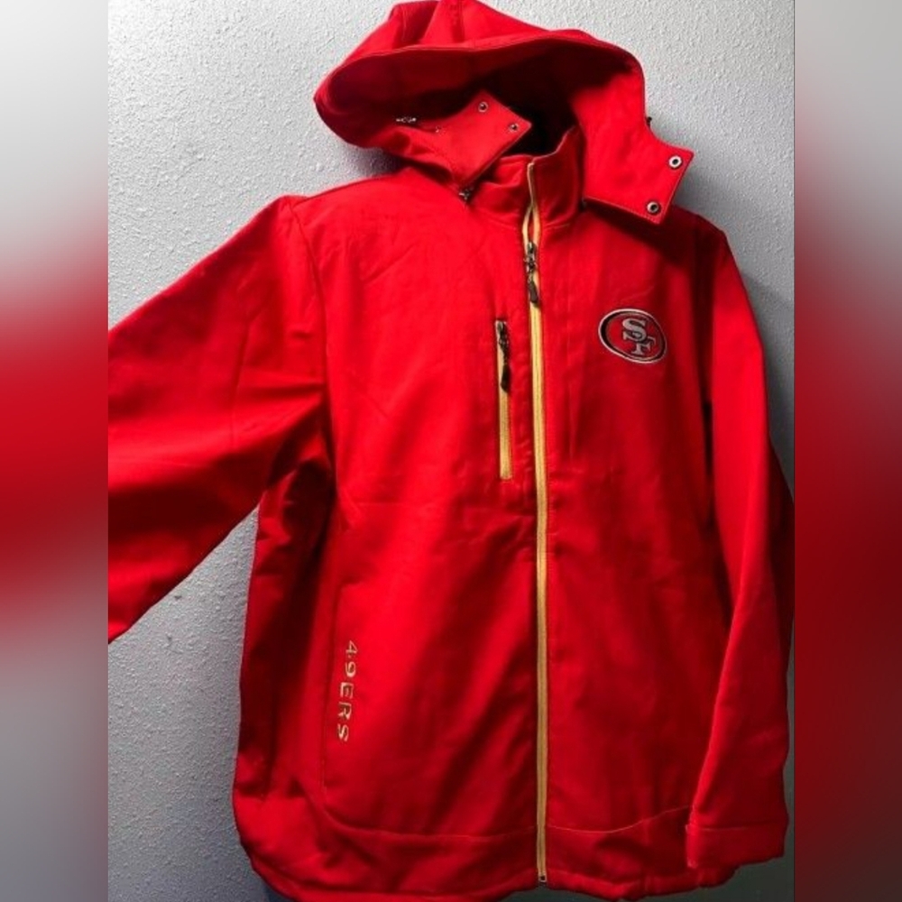 NFL San Francisco 49ers Zip Up Detachable Hoodie Jacket Men's SZ: L Red